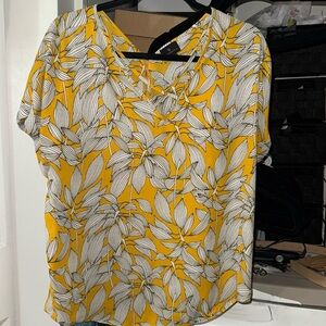 WORTHINGTON Floral Yellow Women's Top  Size M